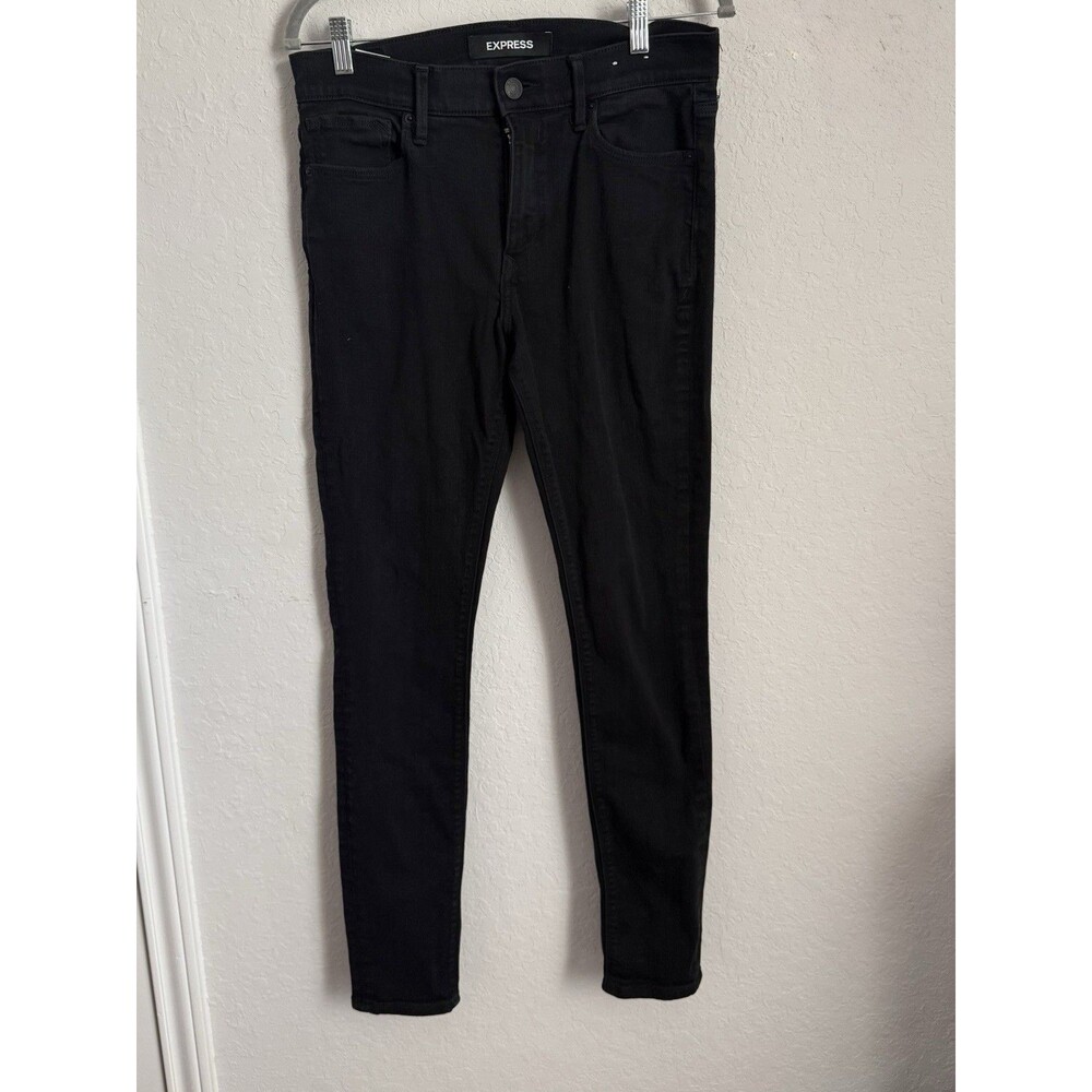 Express Women’s Black Stretch Mid Rise Legging Jeans Size 10R Skinny Denim